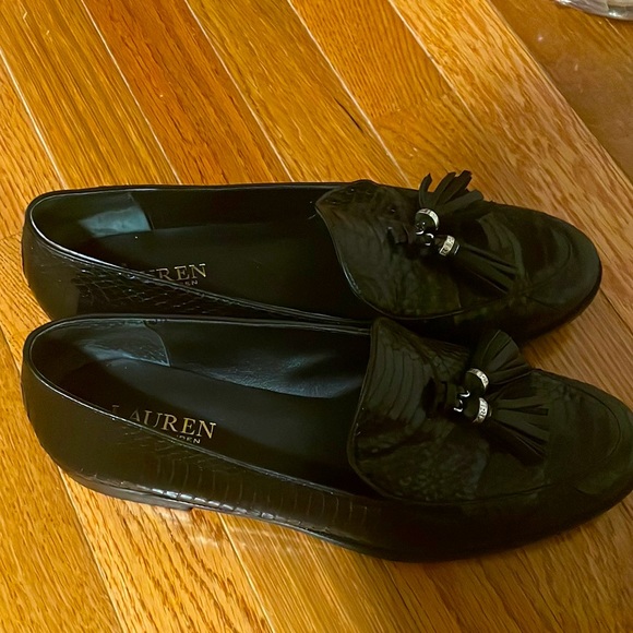 Lauren by Ralph Lauren crocodile pattern LEATHER loafers - Picture 2 of 7